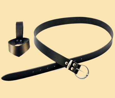 Klassischer Gürtel 3 cm - Spaltleder  - schwarz - schwerthalter  - Schnalle rund